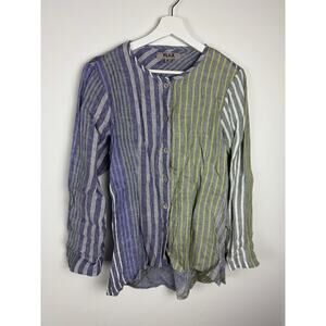 FLAX Striped Linen Top S